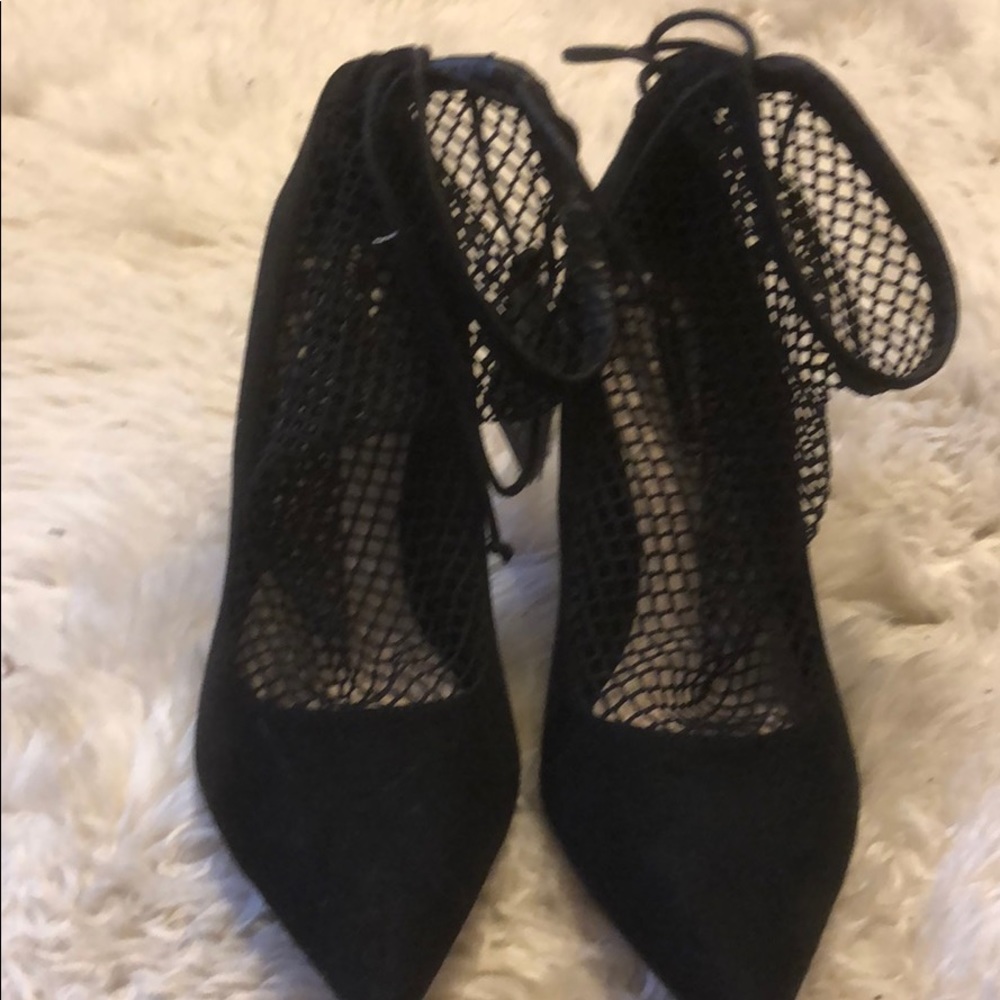 Zara Black Mesh Heels